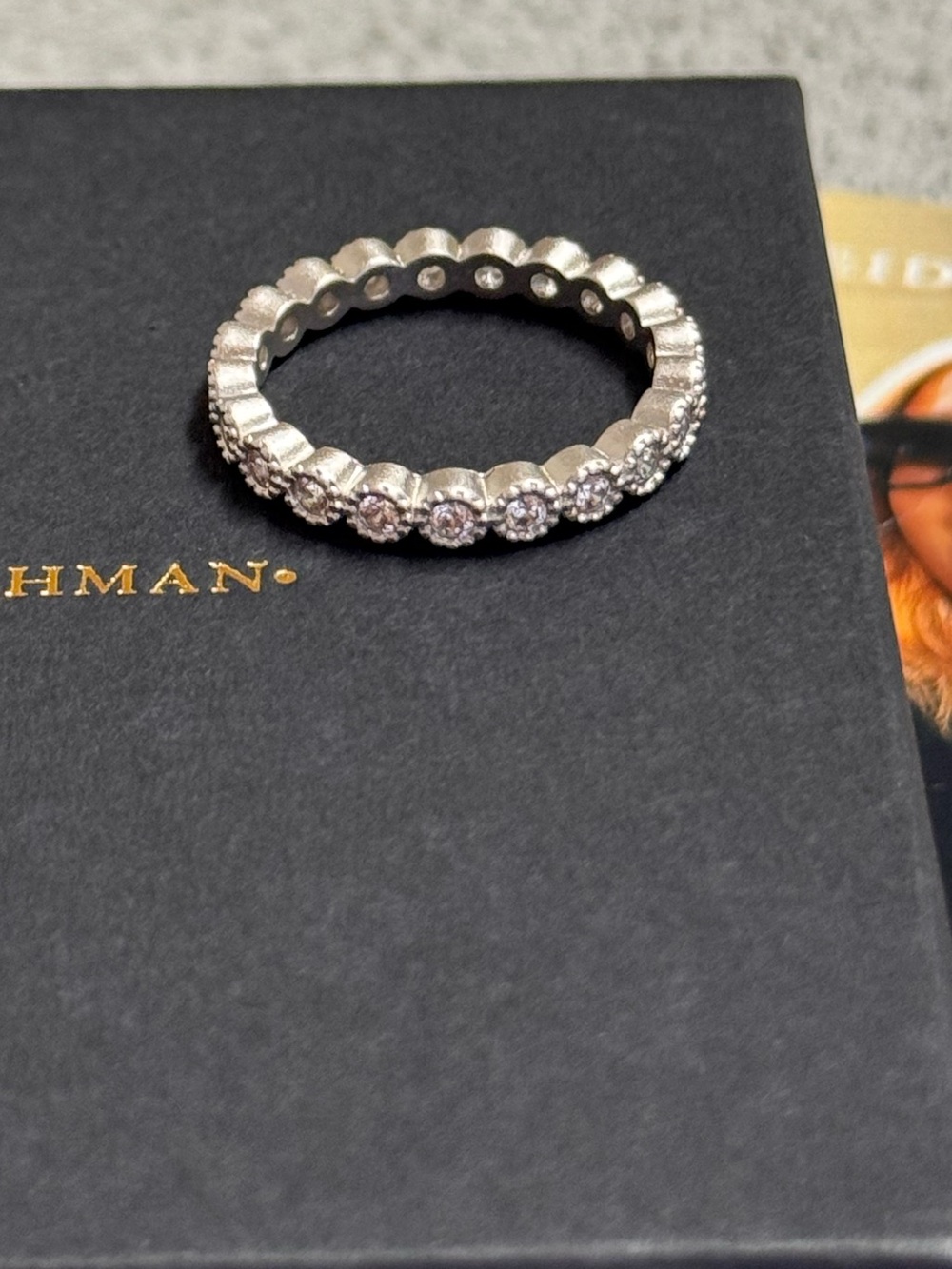 Freida Rothman Matte Silver Pave Stacking Ring - Picture 4 of 7